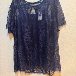 Torrid Abbey Lace Blouse Peacoat / Navy NWT. 2x